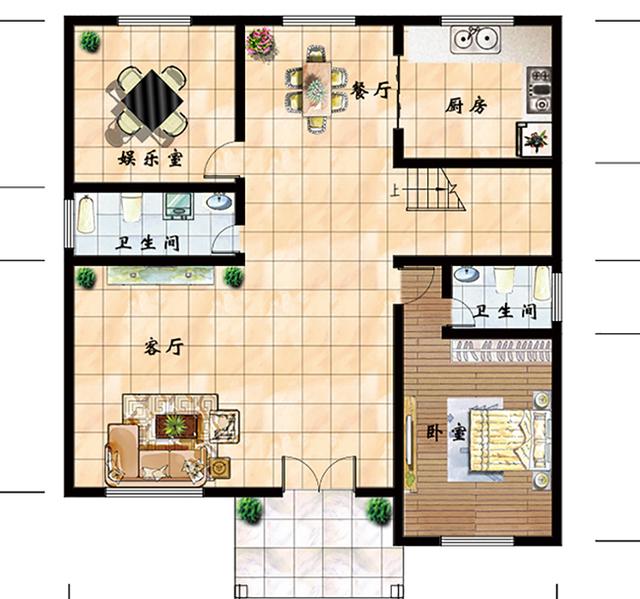三層豪華復(fù)式別墅設(shè)計圖，挑空客廳+旋轉(zhuǎn)樓梯
