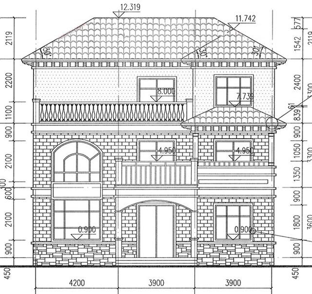 三層豪華復(fù)式別墅設(shè)計圖，挑空客廳+旋轉(zhuǎn)樓梯