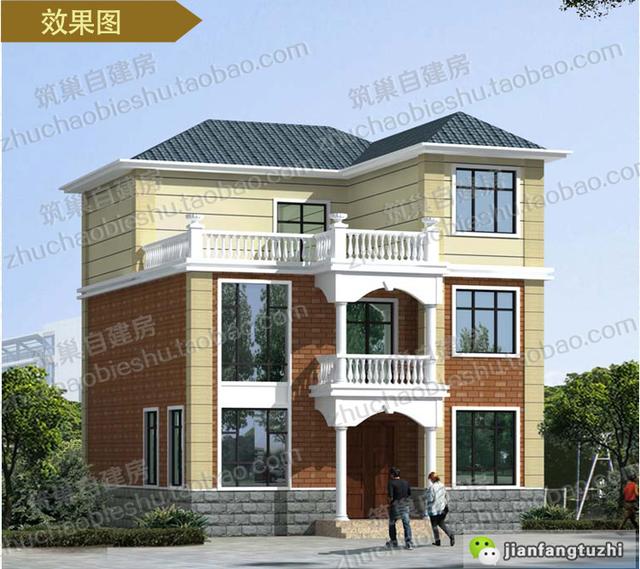 25萬三層簡歐實用自建房全套施工圖，9×11米，戶型設計簡潔大氣