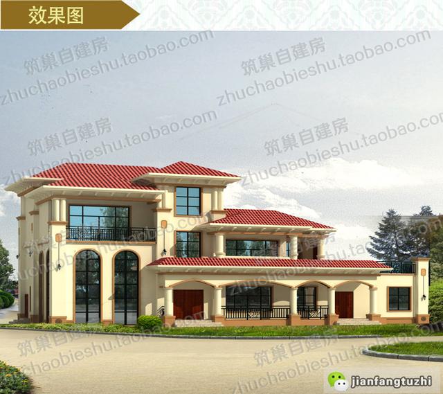 大開間復式三層別墅設計施工圖，帶車庫+露臺花園+落地窗，給人感覺很氣派