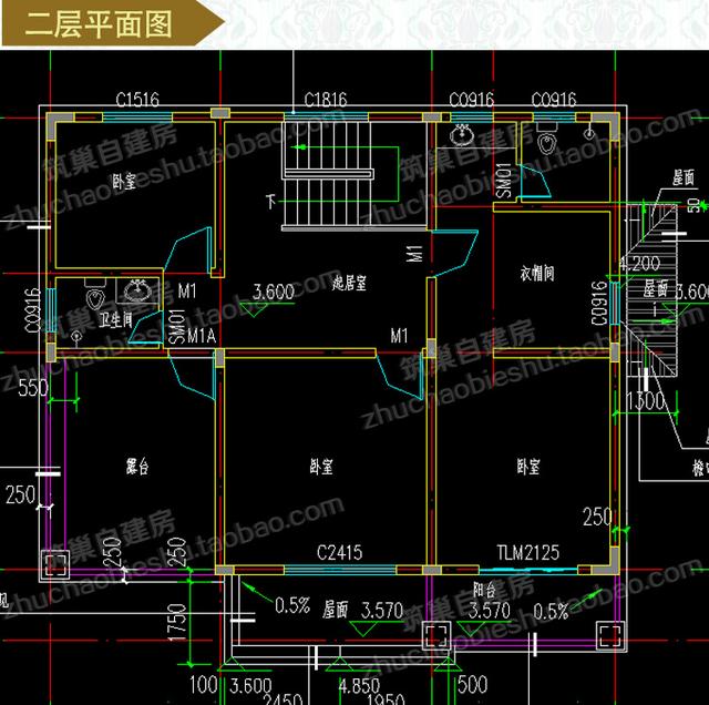 帶車庫二層自建房全套設(shè)計施工圖，布局緊湊，方便舒適