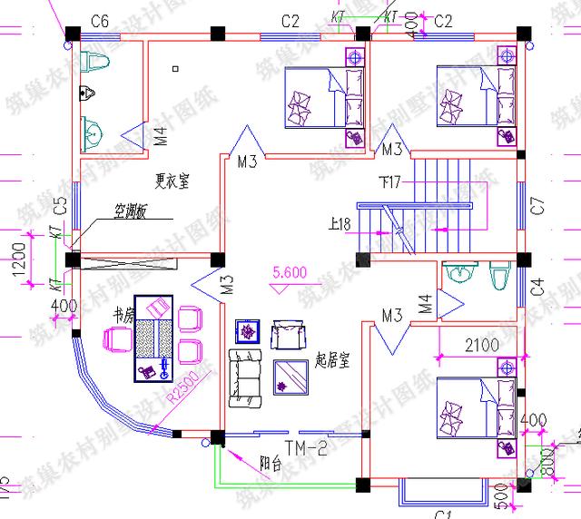 2款四層帶挑空客廳農村別墅設計施工圖，適合家里人口多的大家庭建造