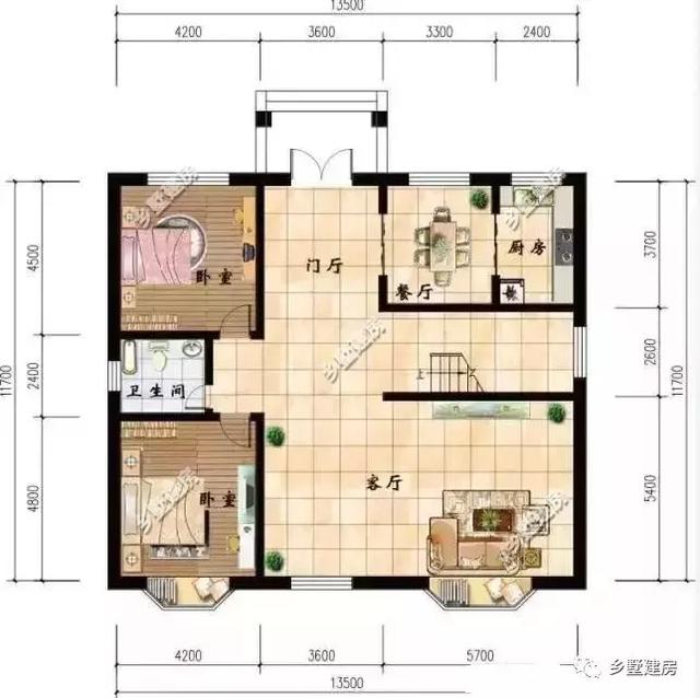 這款二層別墅設計戶型除了外觀簡單大氣，室內的裝修也很溫馨精致