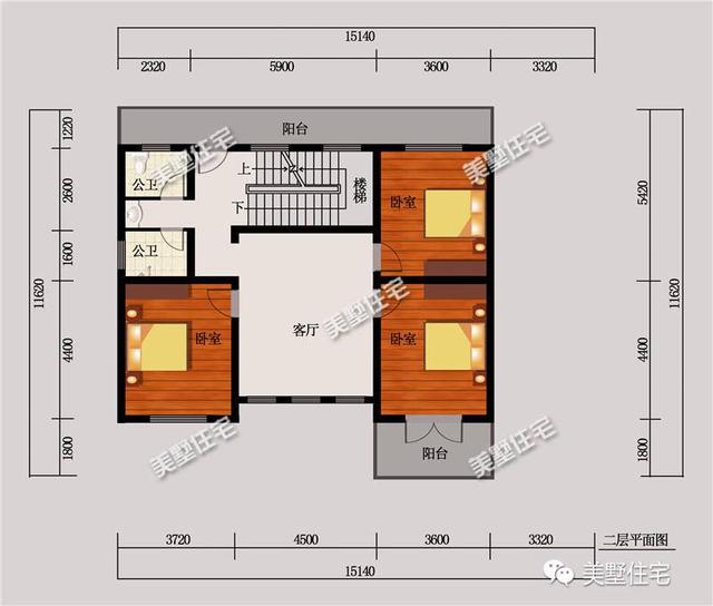小進深農村二層別墅設計圖，帶堂屋的設計，4室3廳