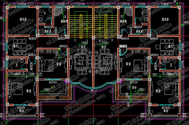 新款大開間帶堂屋農村雙拼三層別墅全套施工圖，適合農村兩兄弟建造