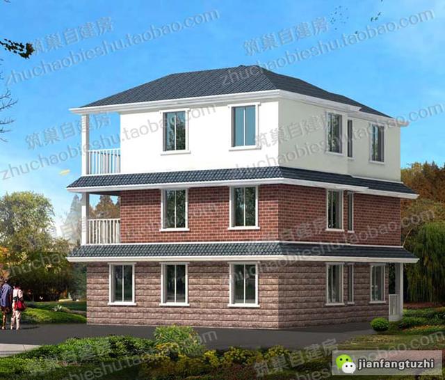 三層帶車庫(kù)農(nóng)村自建房全套設(shè)計(jì)施工效果圖，適合大眾的建房審美，施工難度不高