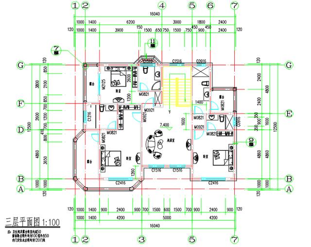 三層獨棟別墅設計圖，外觀造型古樸大方，經濟實用