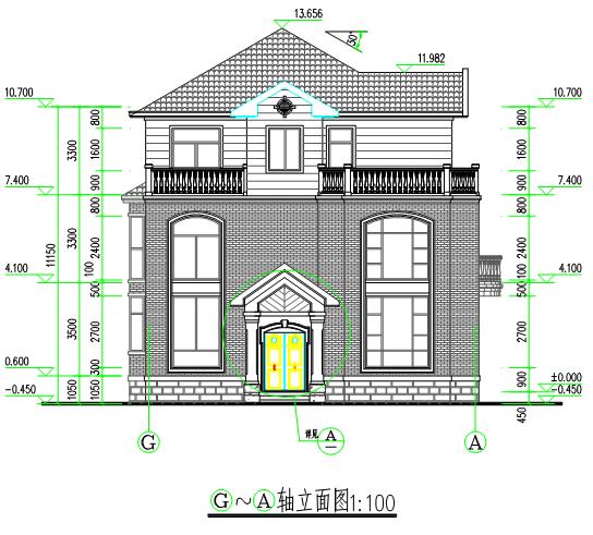 三層獨棟別墅設計圖，外觀造型古樸大方，經濟實用