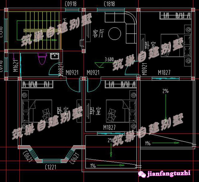 新農村二層別墅住宅設計圖，外觀素凈精致，造價經濟且實用