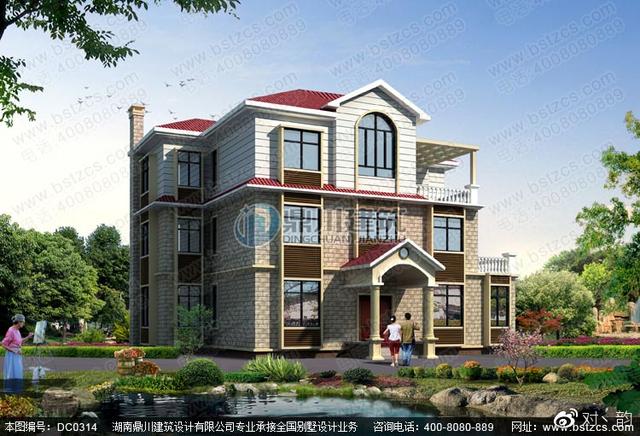 復式三層別墅設計圖 ，外觀淡雅，內部布局好