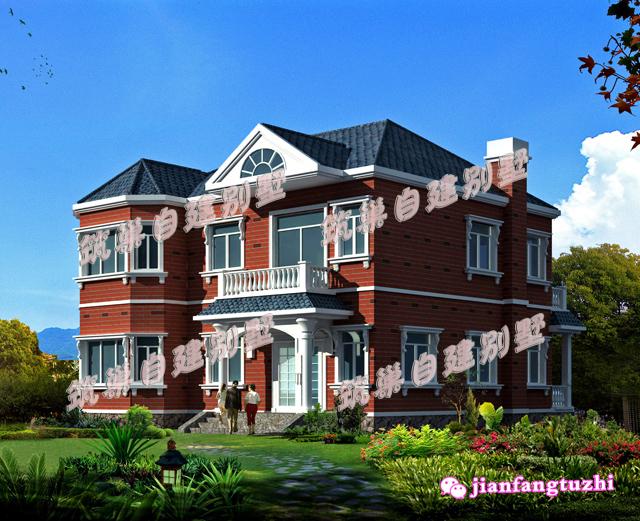 二層農村歐式別墅全套設計圖施工方案，同一個戶型不同的外觀