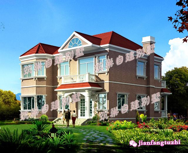 二層農村歐式別墅全套設計圖施工方案，同一個戶型不同的外觀