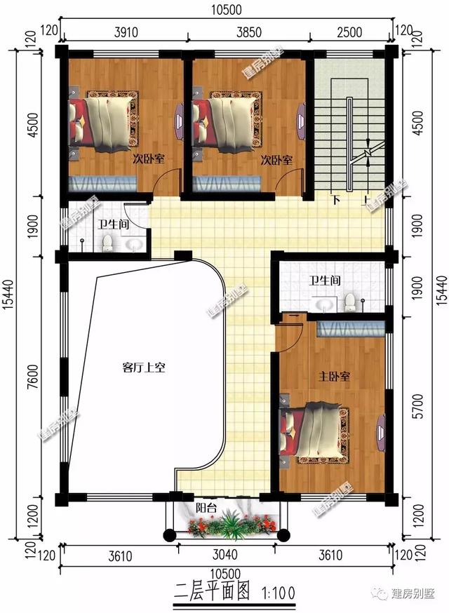 帶大露臺的四層自建房設計圖，既能滿足晾曬的需要，又能提供休閑的平臺