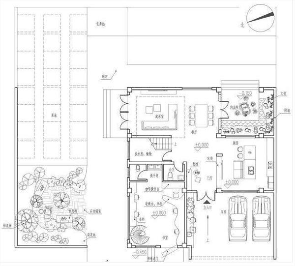 三層簡約現代風別墅設計圖，帶車庫，設計的別具一格不落俗套，造價30w左右。