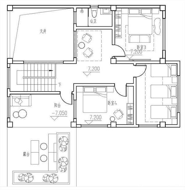 三層簡約現代風別墅設計圖，帶車庫，設計的別具一格不落俗套，造價30w左右。