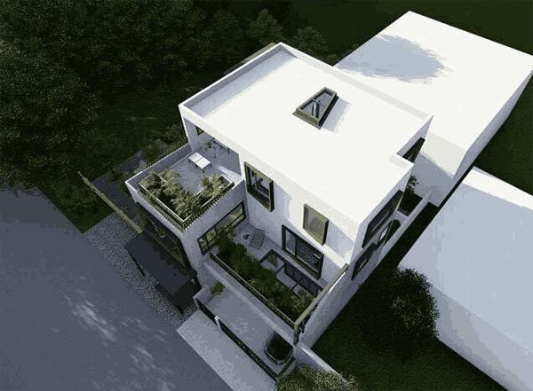 三層簡約現代風別墅設計圖，帶車庫，設計的別具一格不落俗套，造價30w左右。