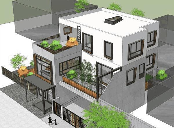 三層簡約現代風別墅設計圖，帶車庫，設計的別具一格不落俗套，造價30w左右。