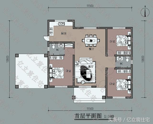 占地135平的一層簡(jiǎn)歐別墅設(shè)計(jì)圖，外觀時(shí)尚大氣，生活功能一應(yīng)俱全，適合農(nóng)村自建。