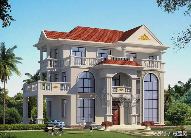 福建410平三層簡歐別墅設計圖，帶超大露臺，造價61萬。