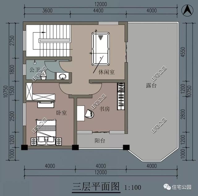 10x12米三層平頂自建房，戶型方正，時尚大氣，40萬以內，是一套真正適合咱老百姓自建的農村別墅戶型。