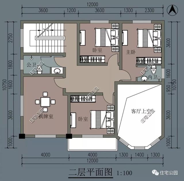 10x12米三層平頂自建房，戶型方正，時尚大氣，40萬以內，是一套真正適合咱老百姓自建的農村別墅戶型。