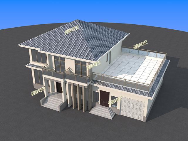 占地面積215的二層別墅設(shè)計(jì)圖，帶挑空客廳+車庫，外型簡(jiǎn)單不復(fù)雜，溫馨舒適。