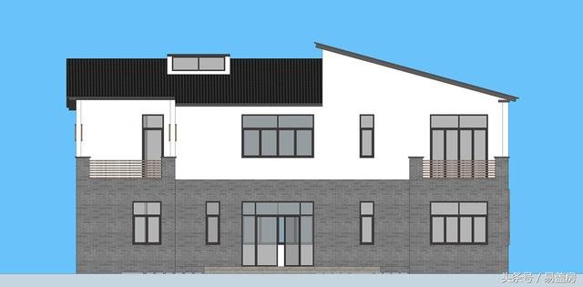 17.9m×12.2m二層新中式別墅設計圖，帶樓梯天井+4大露臺，造價48萬。