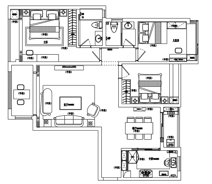 130平三室兩廳混搭風格裝修，以美式為主基調，營造出一種懷舊、浪漫的感覺