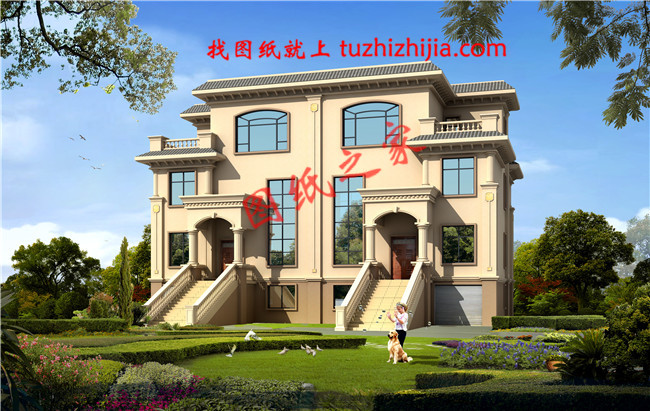 農村兄弟雙拼三層小別墅設計圖紙,帶地下室,帶地下車庫