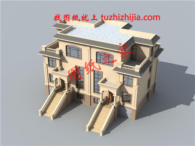 農村兄弟雙拼三層小別墅設計圖紙,帶地下室,帶地下車庫