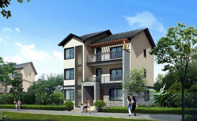 10x12米三層中式農(nóng)村自建房，帶車庫，造價30萬。