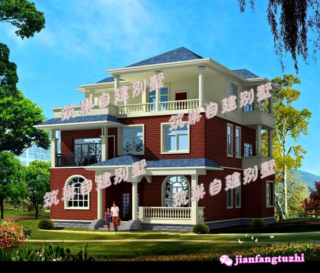 占地140平米的三層農村自建房，帶大露臺+觀景涼亭，簡單實用