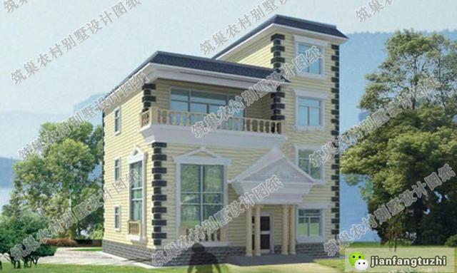 12×12米三層半別墅設計圖，帶車庫+挑空客廳，戶型方正，大氣上檔次，主體造價大概55萬。