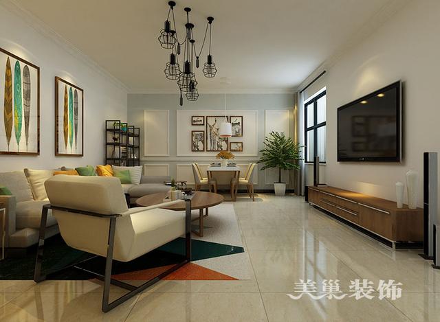 105平三室現代簡約風裝修，全包造價11.5萬，營造一種輕松、自由的環境。