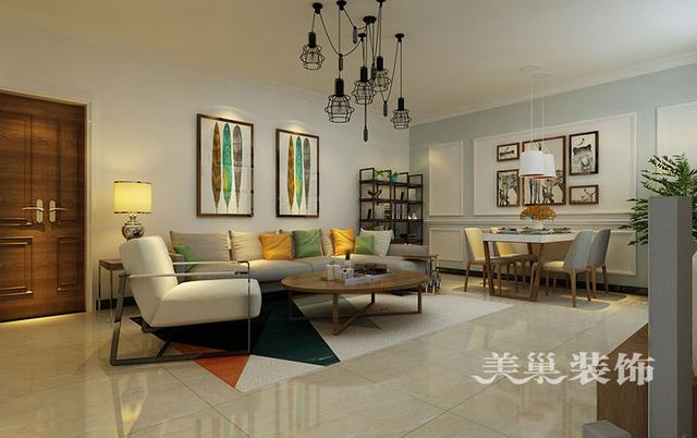 105平三室現代簡約風裝修，全包造價11.5萬，營造一種輕松、自由的環境。