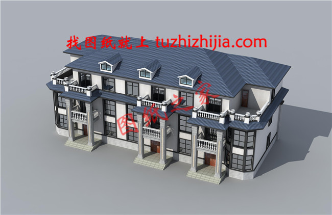 新農(nóng)村三拼別墅三戶連體別墅設(shè)計(jì)圖，設(shè)計(jì)新穎美觀