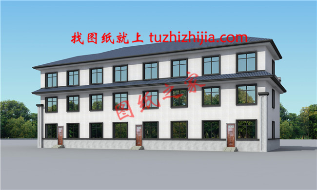 新農(nóng)村三拼別墅三戶連體別墅設(shè)計(jì)圖，設(shè)計(jì)新穎美觀