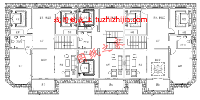 新農(nóng)村三拼別墅三戶連體別墅設(shè)計(jì)圖，設(shè)計(jì)新穎美觀