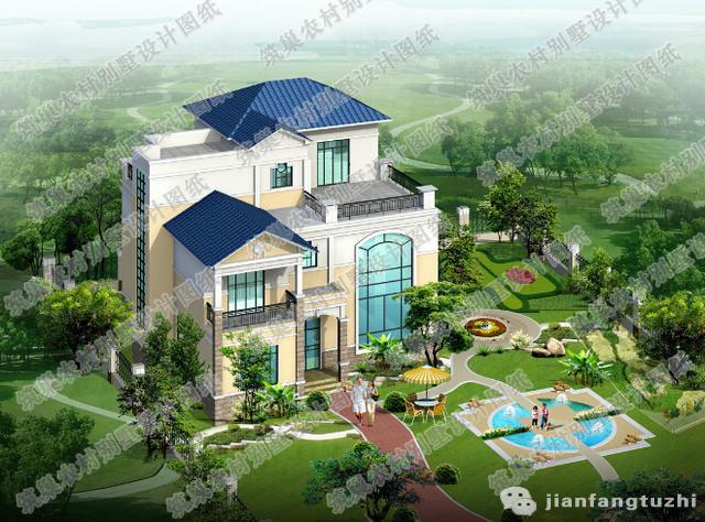 占地80平的三層小戶型別墅設計圖，帶車庫+前后帶露臺，功能齊全，造價20萬