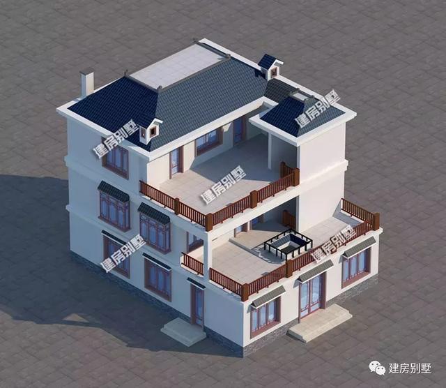 11.6×15.1米三層新中式別墅設計圖，很具有特色，在老家建一棟很亮眼
