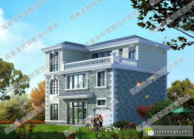 12×10米簡歐三層別墅設計圖，簡單易建，滿足農村大家庭住房需求。