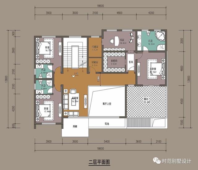 三層現代復式別墅設計圖，舒適愜意，帶娛樂室+茶室，適合四世同堂大家庭居住