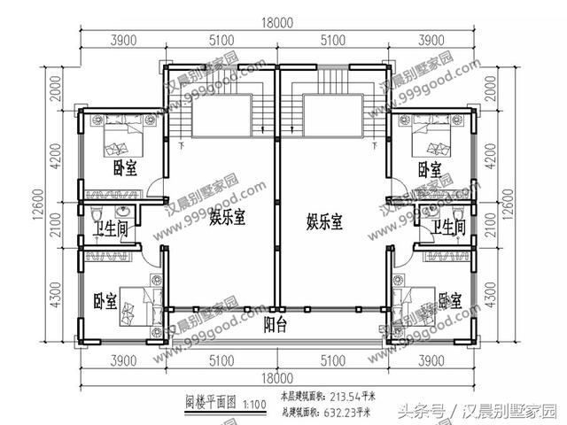 18X12.6米三層兄弟雙拼別墅設計圖，帶閣樓，經典低調，兄弟同堂不分家
