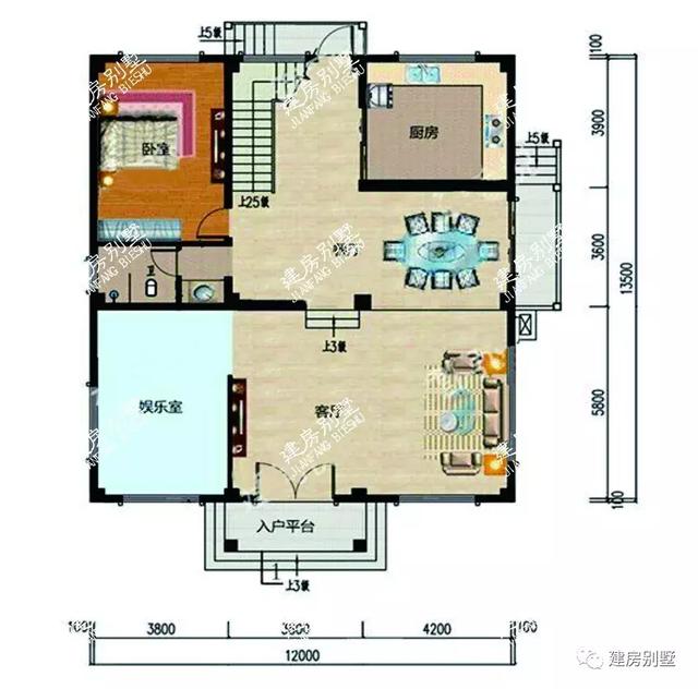 面寬12米的別墅設計圖，最便宜的主體造價20萬。