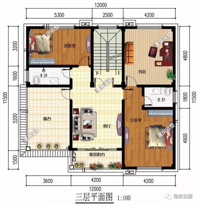 面寬12米的別墅設計圖，最便宜的主體造價20萬。