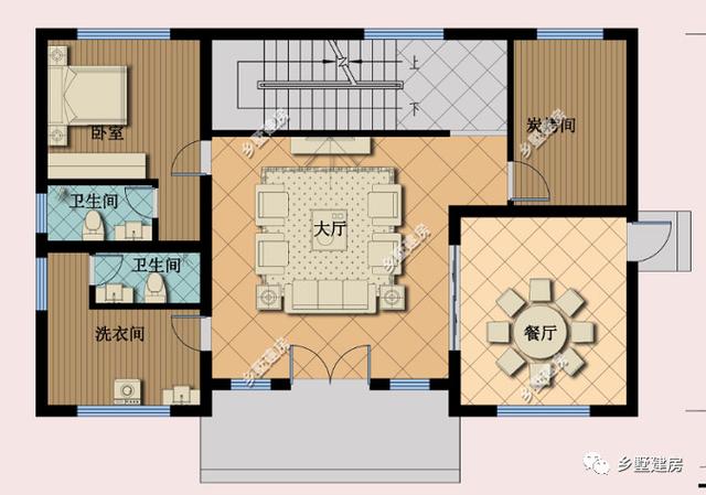 三層別墅設(shè)計圖，坡屋頂和平屋頂?shù)慕Y(jié)合，這樣的屋頂跟豐收季更配哦