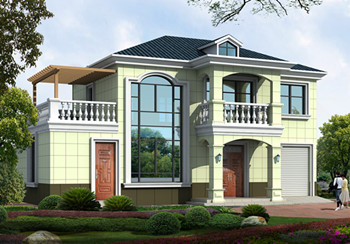 農村二層樓簡單大氣的樓房設計圖紙，帶車庫，帶露臺