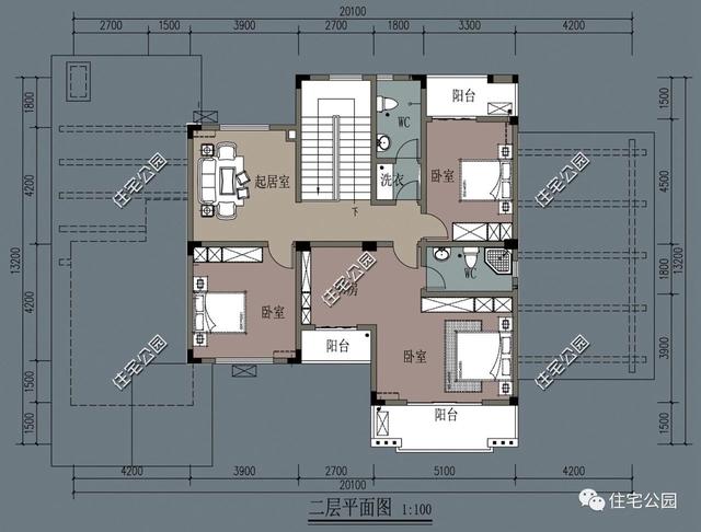 兩層別墅設計圖，經濟實用，外型美觀，布局合理。