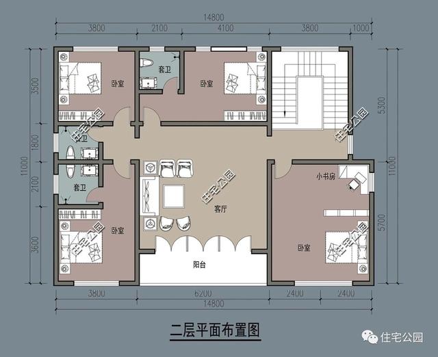 兩層別墅設計圖，經濟實用，外型美觀，布局合理。