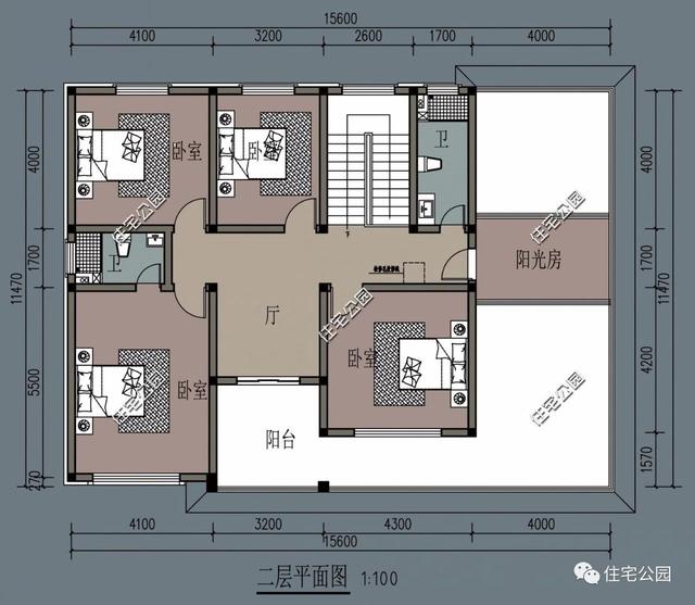 兩層別墅設計圖，經濟實用，外型美觀，布局合理。